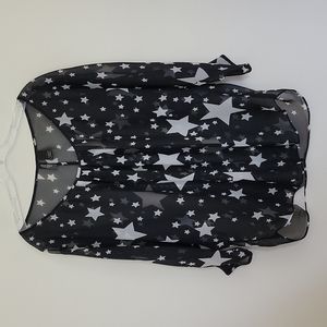 Bisou Bisou Black & White Star Top L